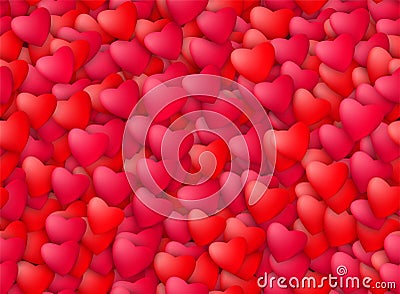 Seamless realistic hearts background. Love, passion and Valentine Day concept Vector Illustration