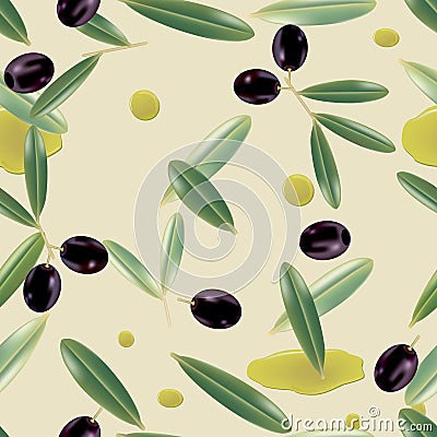 Seamless realistic olive oil background Vector Illustration