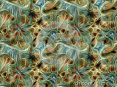 Seamless Rectangle Tile, 4 Combined Together for Visual Effect, Colorful Swirling Style, Colors Multi, Earthly, Unique Pattern Stock Photo