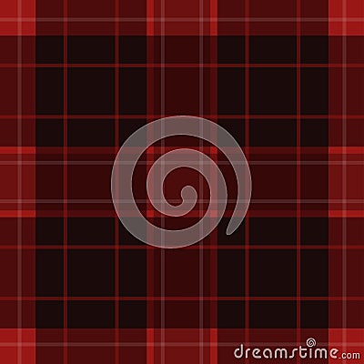 Seamless red, black tartan with white stripes Vector Illustration