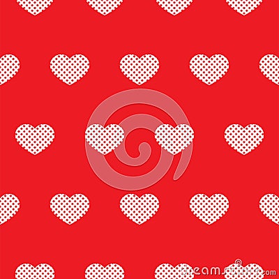 Seamless red pattern with hearts. Vector Vector Illustration