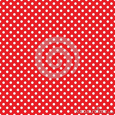 Seamless red polka dot background Vector Illustration