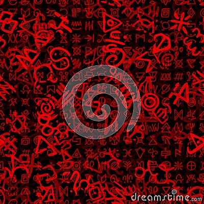 Seamless runic pattern. Endless background with Odins letters chaos Vector Illustration