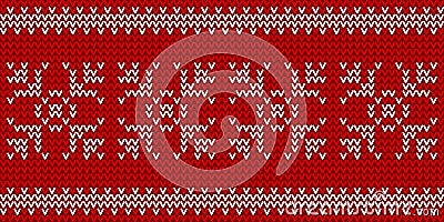 Seamless red and white knitted background Vector Illustration