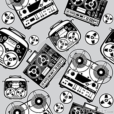 seamless reel tape recorder Vector Illustration