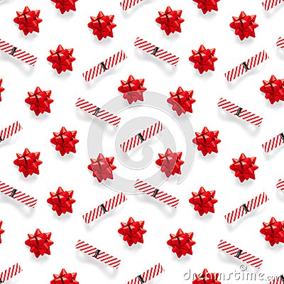Seamless regular creative Christmas pattern with New Year decorations. xmas Modern Seamless pattern made from christmas Stock Photo