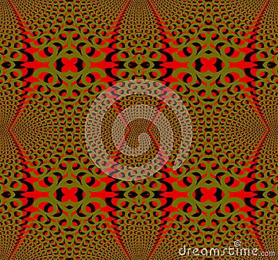 Seamless regular ellipses pattern red olive green and black dimensional Stock Photo