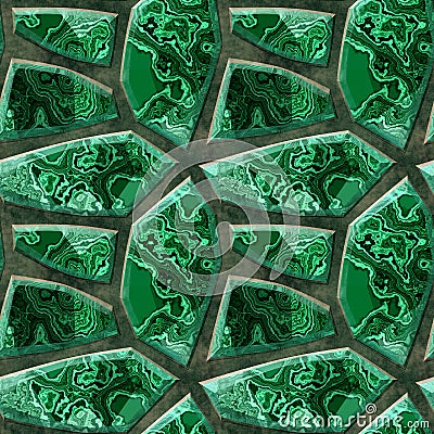 Seamless relief floor pattern of sharp green stones with marbled structure Stock Photo