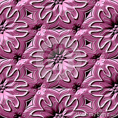 Seamless relief ornamental pattern in pink spectrum Stock Photo