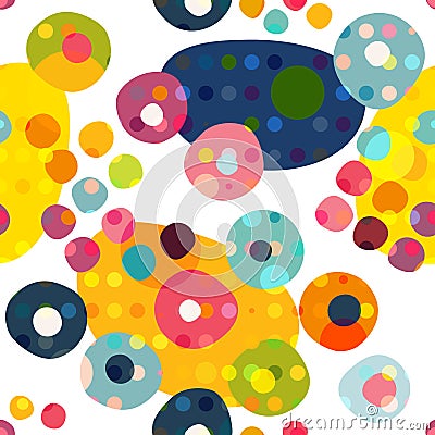 Seamless repeat pattern of colorfull circles, dots. Vector Vector Illustration