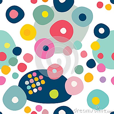 Seamless repeat pattern of colorfull circles, dots. Vector Vector Illustration