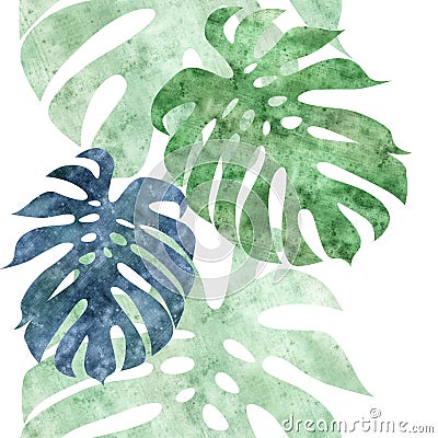 Seamless repeatable monstera leaf border Stock Photo