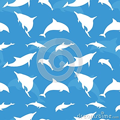 Seamless Repeatable Pattern of Jumping Playful Dolphin Vector Illustration