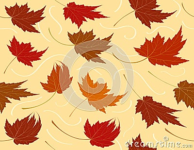 Seamless Repeating Fall Leaf Background Vector Illustration