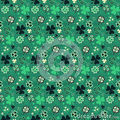 Seamless repeating pattern from clover to St. Patrick`s Day Vector Illustration