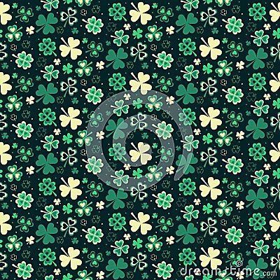 Seamless repeating pattern from clover to St. Patrick`s Day Stock Photo