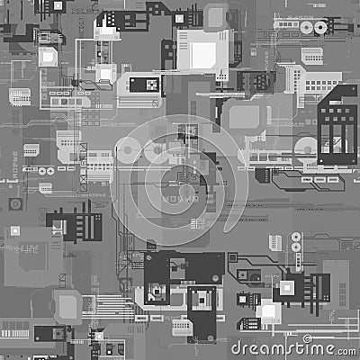 Seamless repeating pattern of height maps. Can be used for futuristic objects in 3D Stock Photo