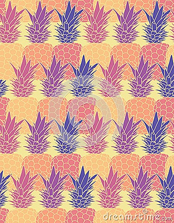 Seamless repeating pattern of pineapples Stock Photo