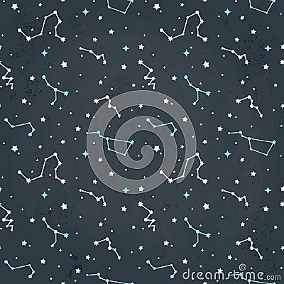 Seamless repeating pattern with of stars on a sky Vector Illustration