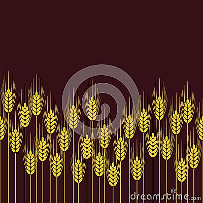 Seamless repeating wheat, rye or barley field pattern. vector Vector Illustration