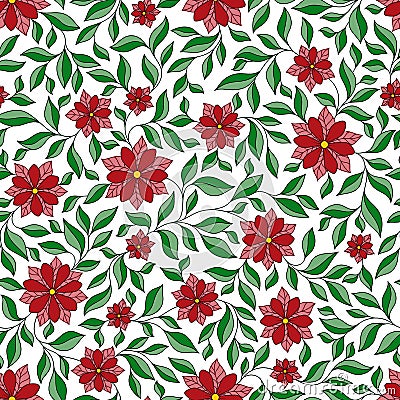 Seamless retro colourfull flower pattern in vector Vector Illustration
