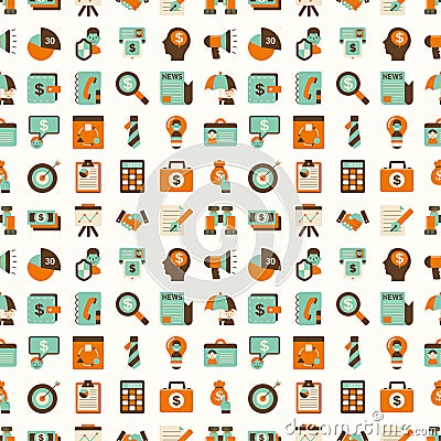 Seamless retro flat business pattern background Vector Illustration