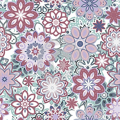 Seamless retro kaleidoscope flower background pattern Vector Illustration