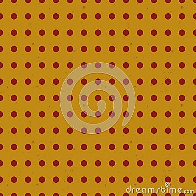 Seamless retro pattern with red circles on a yellow background with grunge Stock Photo