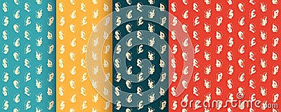 Seamless retro patterns with currency symbols. Vector. Vector Illustration