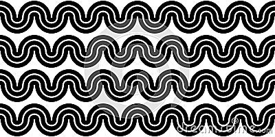 Seamless retro sea wave pattern in black and white monochrome greyscale Stock Photo