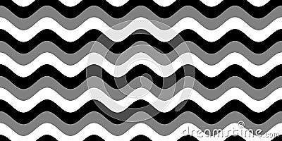 Seamless retro sea wave pattern in black and white monochrome greyscale Stock Photo