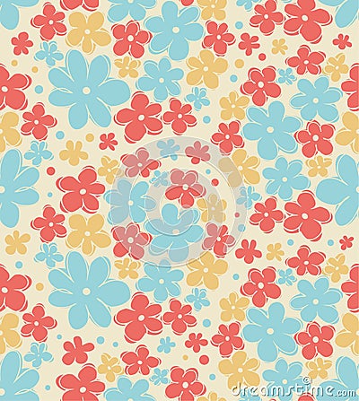 Seamless retro texture with flowers. Endless floral pattern. Seamless vintage background can be used for wallpaper, pattern Vector Illustration