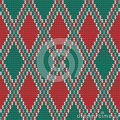 Seamless Rhombus knitting pattern Vector Illustration