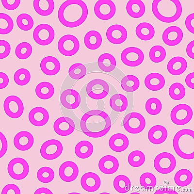 Seamless rings pattern. Abstract dots barbiecore background Vector Illustration