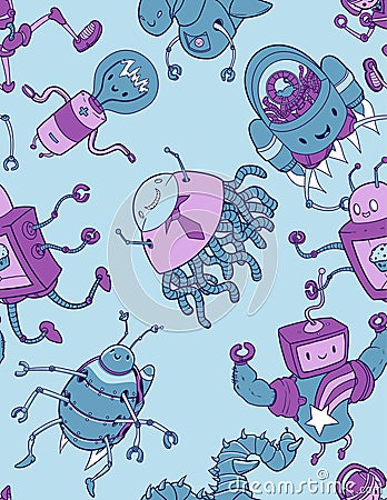 Seamless Robot Pattern Stock Photo