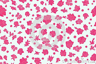 Seamless rose flowers flat texture, print and wale of fabric, generative ai, beautiful floral pattern Stock Photo