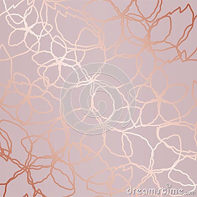 Seamless rose gold floral lines wallpaper Vector Illustration