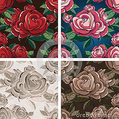 Seamless rose pattern Vector Illustration