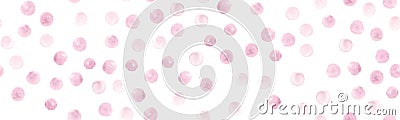 Seamless Rose Watercolor Circles. Rounds Design. Geometric Spots Background. Cute Pink Watercolor Circles. Vintage Stock Photo