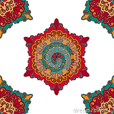 Seamless round ornament pattern for printing on fabric or paper. Stock Photo