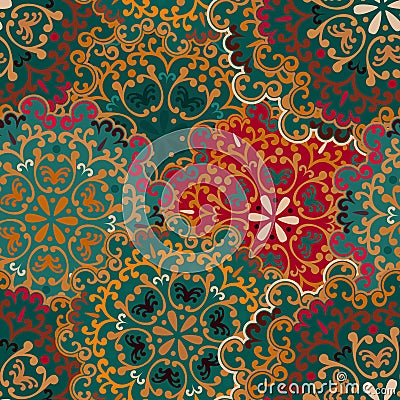 Seamless round ornament pattern for printing on fabric or paper. Stock Photo