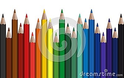 seamless row colored pens Vector Illustration