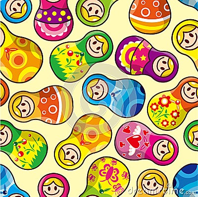 Seamless Russian doll pattern Vector Illustration