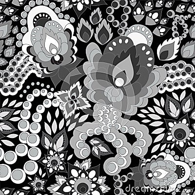 Seamless russian pattern.orient or paisley design. illust Vector Illustration