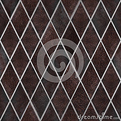 Seamless rusty metal pattern, Old rusty metal wallpaper texture, rhombus shape Stock Photo