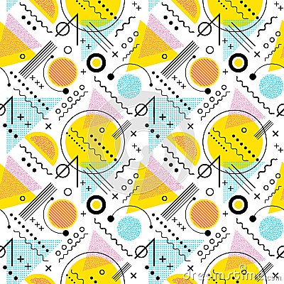 Seamless 1980s inspired graphic pattern Vector Illustration