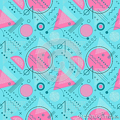 Seamless 1980s inspired graphic pattern Vector Illustration