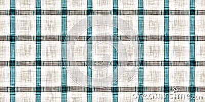 Teal rustic coastal beach house border check fabric tile. Seamless sailor flannel edging trim textile. Gingham blur Stock Photo