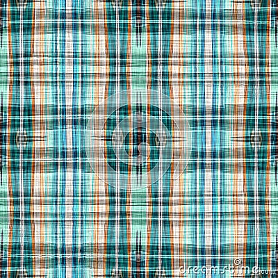 Teal rustic coastal beach house check fabric tile. Seamless sailor flannel textile gingham repeat swatch. Stock Photo