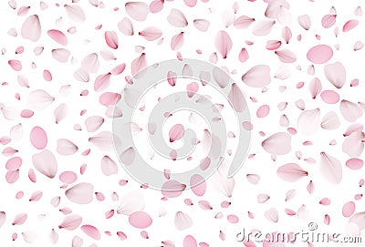 Seamless sakura petals. Falling realistic cherry petals Vector Illustration